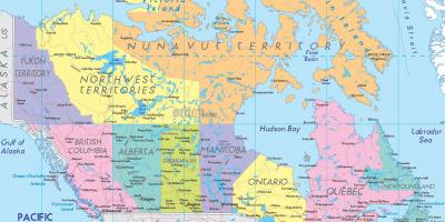 Peta Kanada menunjukkan kota